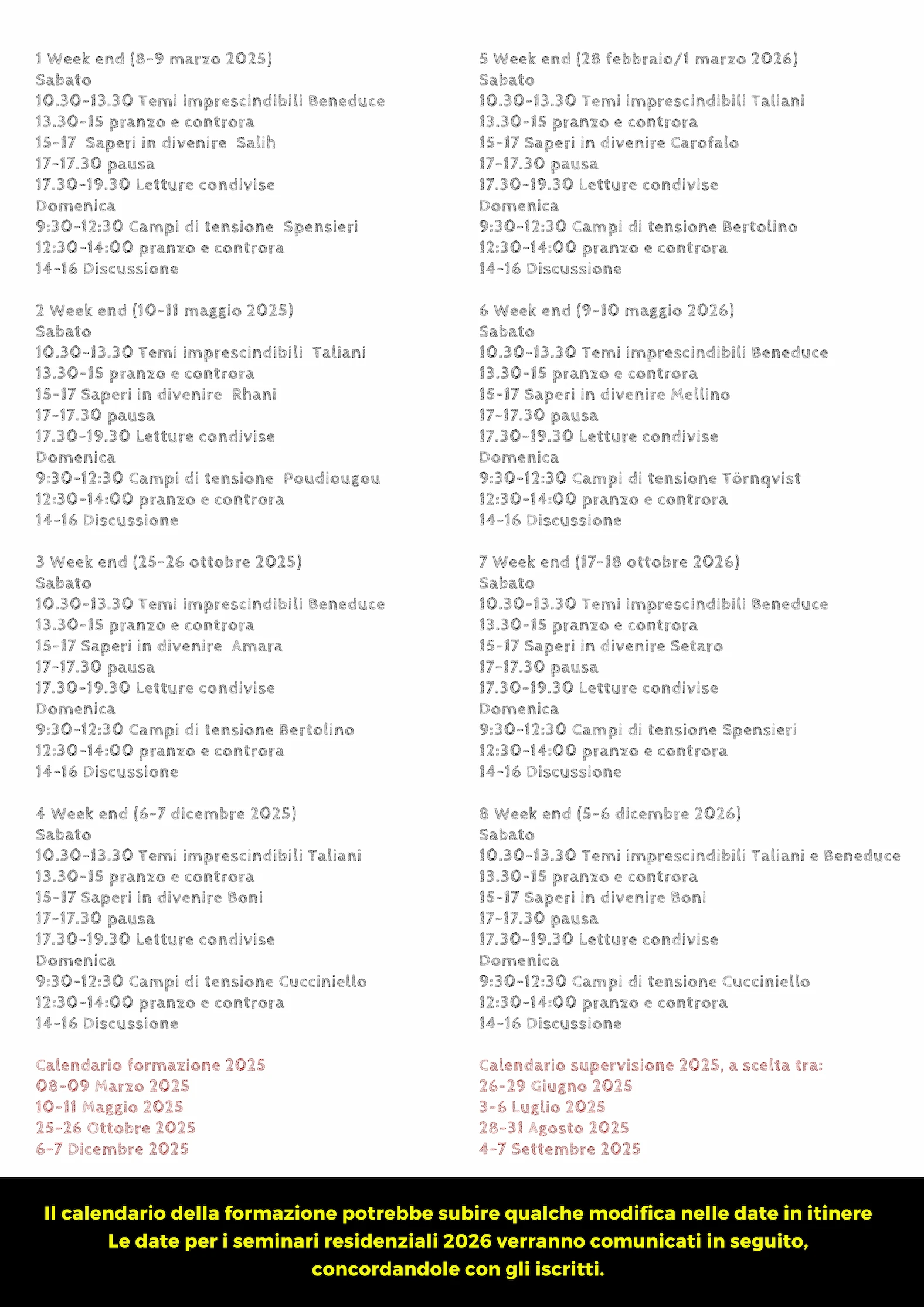 Transizioni – Programma