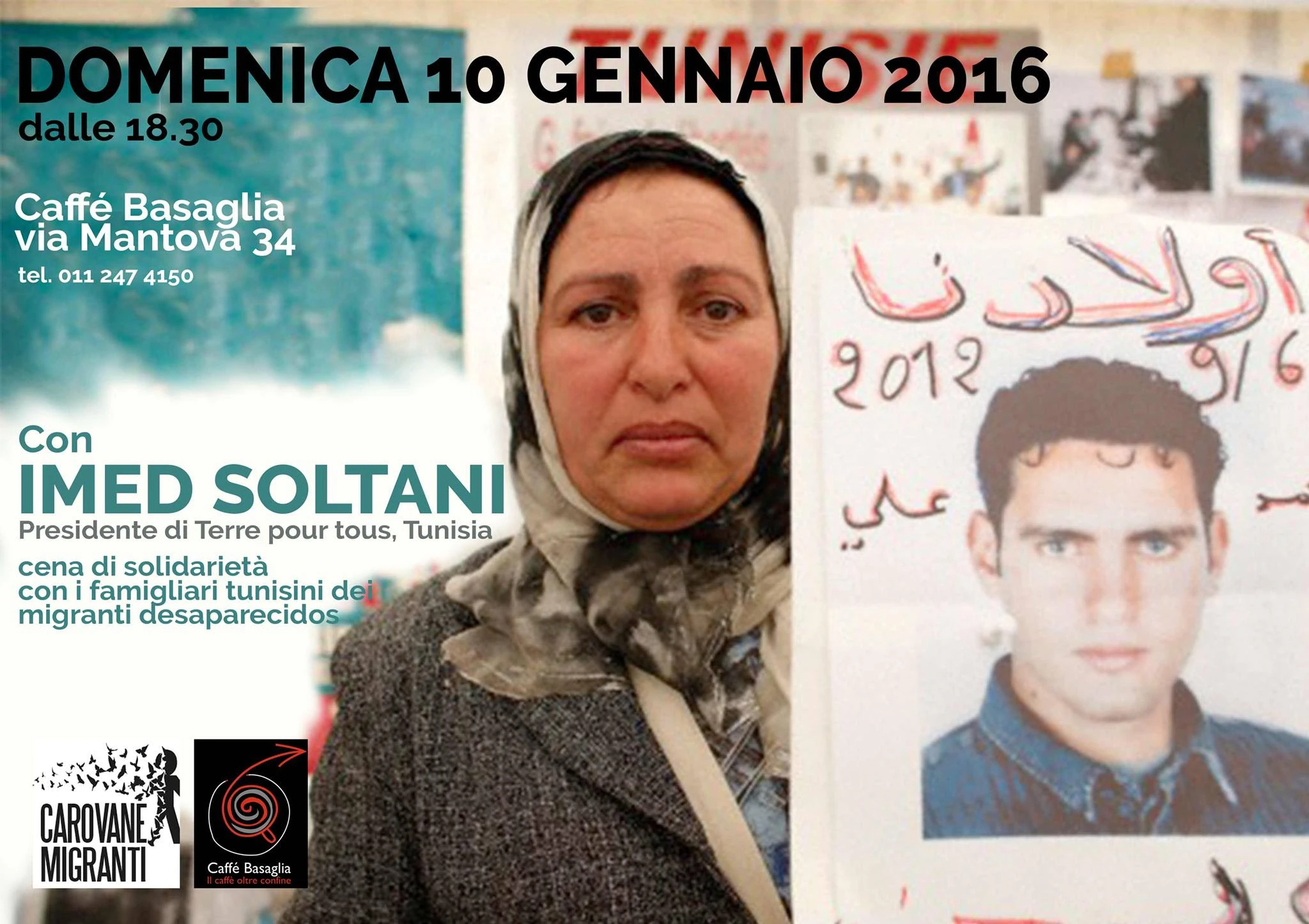 Cena di Solidarietà con le famiglie dei desaparecidos tunisini nel Mediterraneo